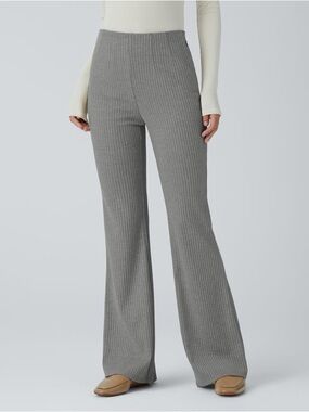 HALARA Gray Ribbed Flare Knit Pants